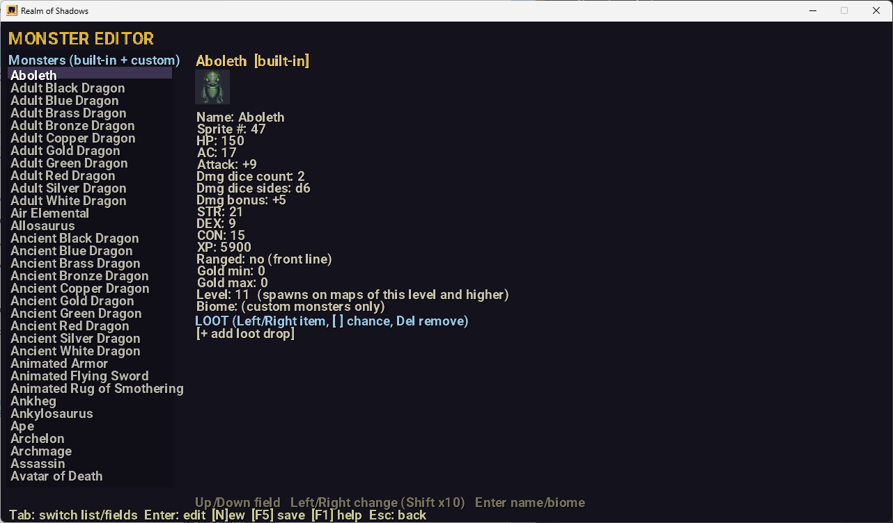 Monster editor